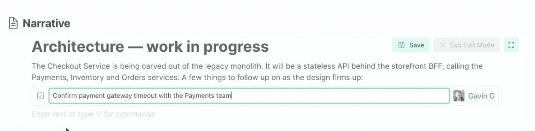 A task in draft state, showing the title field and the assignee picker defaulting to the current user
